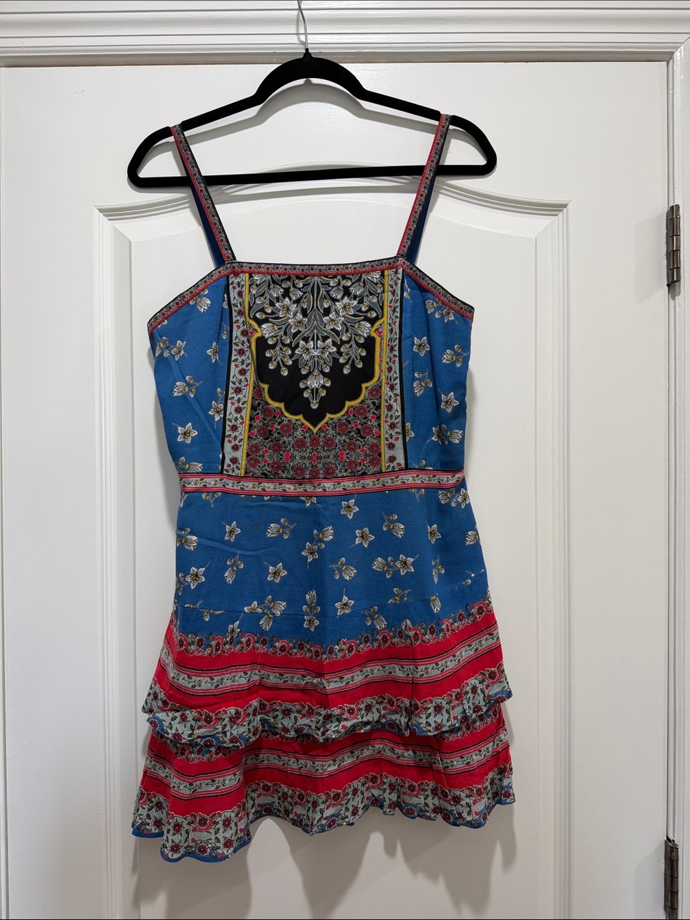 Alice + Olivia Blue and Red Floral Print Mini Dress Romper
